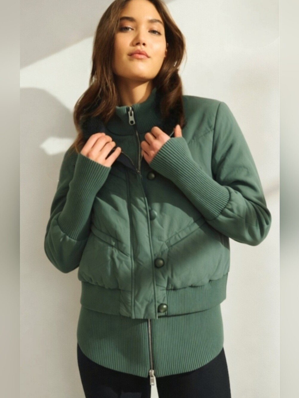 Vintage Jennifer Lopez JLO Collection Y2K Olive Green Quilted Down Jacket